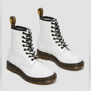Dr. Martens White Leather 8-Eye Lace-Up Boots, Size 38/W7